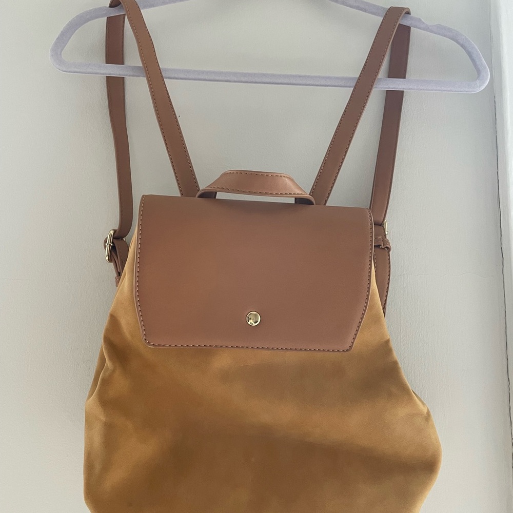 Elegant Tan Faux Leather Backpack